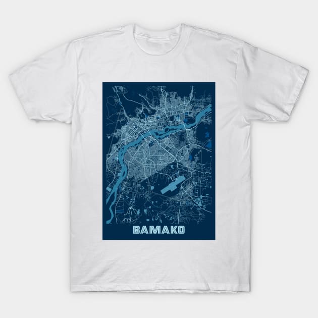 Bamako - Mali Peace City Map T-Shirt by tienstencil